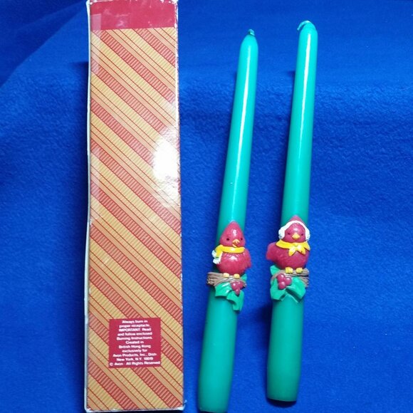 Vintage Avon 1987 Christmas Cardinal 10" Taper Candles Collectibles Set of 2 - Picture 3 of 10